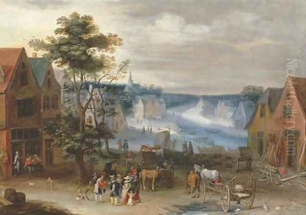 A village scene with a canal in the distance, said to be the Willebroek canal - view 1