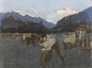 Schwingfest Im Berner Oberland by Max Alfred Buri