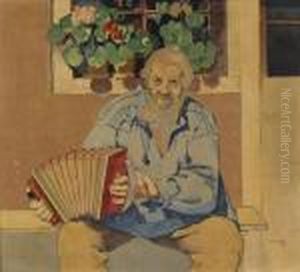 Alter Mann Mit Handorgel.