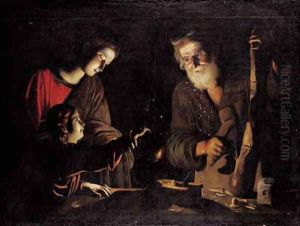 The Virgin and Child with Saint Joseph at the work bench by Trophime Bigot