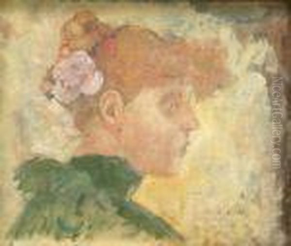 Portrait Of Alady In Profile, Wearing A Flower In Her Hair - view 1