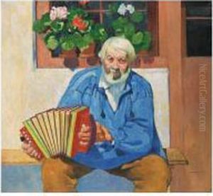Alter Mann Mit Handorgel by Max Alfred Buri