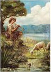 Sir , Bt. , Le Petit Berger,
Initialed And Dated 1909, Oil On Canvas, 29.5 X 21.5 Cm.; 11 1/2 X 8 1/2
In by Sir Edward Coley Burne-Jones