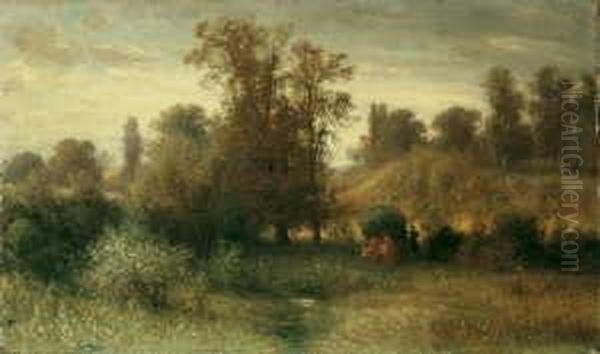 Baumbestandene Landschaft Mit
Heuwagen In Der Umgebung Von Frankfurt/main. Ol Auf Leinwand. H 37; B 63
Cm. Provenienz: Galerie F.a.c. Prestel, Frankfurt/main. - view 1