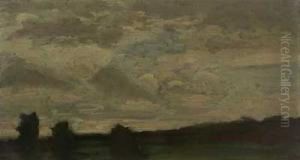 Wolken Uber Landschaft In Abendstimmung by Karl Peter Burnitz