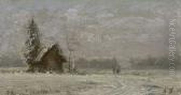 Winterlandschaft Mit Hutte - view 1