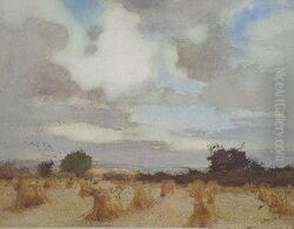 Corn-stooks At Dusk - view 1