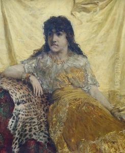 A Woman Reclining On A Leopard Skin by John P. Burr