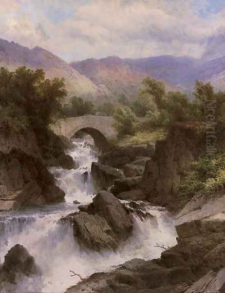 A waterfall in a mountainous landscape - view 1