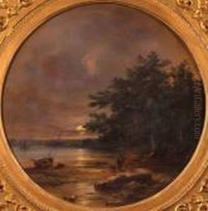 Moonlight Scene On The Orwell by Robert Burrows