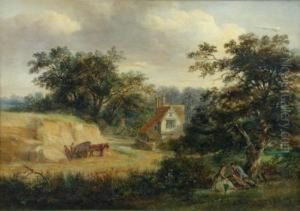 A Horse And Cart By A Quarry by Robert Burrows