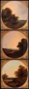 Figures And Horses In Country Landscapes With Cottages