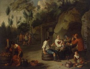 Peasant Family Sitting at a Table by Norbert van Bloemen