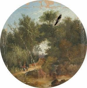 Figures On A Bridge Over A Brook