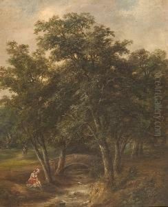 A Lady By A Woodland Stream