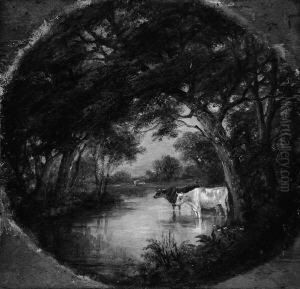 R. "kuhe Am Wasser". Zwei Gegenstucke. Sign by Robert Burrows