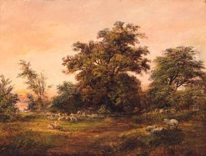 Sheep Grazing At The Edge Of A Copse; And The Blackberrypickers