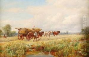 Figures In Acornfield, Loading The Cart by Charles Thomas Burt