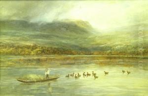 Lake Landscape With Figure In Punt
