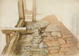 Study Of Wooden Beams And Red Bricks by Frederick William Burton