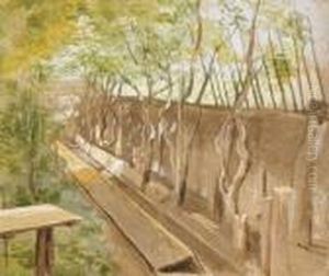 Espaliered Fruit Trees And Irrigation Canal by Frederick William Burton