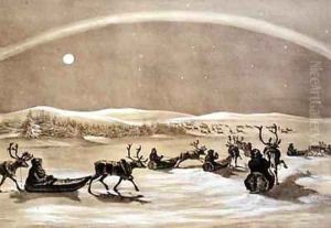 A Singular Appearance of the Northern Lights above a Laplander's Herd of Reindeer Crossing the Jerdis Javri by Brooke, Sir Arthur de Capell