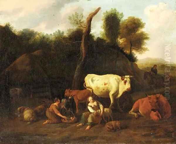 A farmyard landscape with drovers - view 1