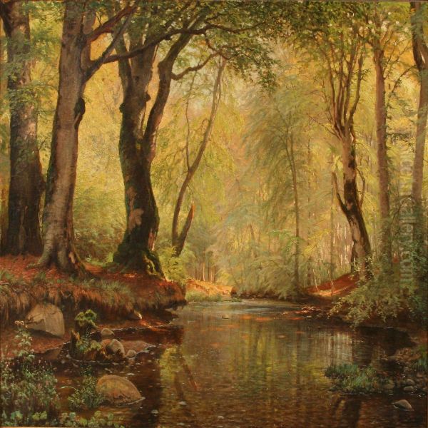 Serpentine Stream In A Spring Forest - view 1