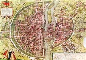 Map of Paris from 'Civitates orbis terrarrum' by Georg and Hogenberg, Franz Braun