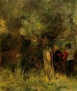 Zwei Bauern In Landschaft by Wilhelm Busch