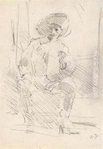 Portrait Eines Mannes Mit Hut by Wilhelm Busch