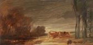 Landschaft Mit Zwei Kuhen