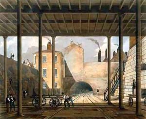 Warehouses etc at the end of the Tunnel towards Wapping by Thomas Talbot Bury