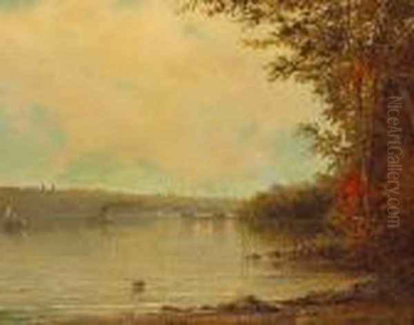 A Busy River View With A Town Beyond - view 1