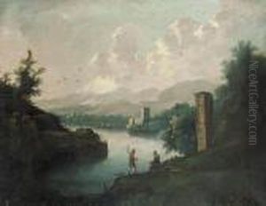 Paesaggio Lacustre Con Pescatori