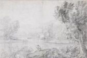 Landscape With Fisherman On A Riverbank by Jan Frans Van Bloemen (Orizzonte)