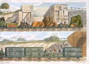 A Train of Wagons and a Train of Cattle by Thomas Talbot Bury