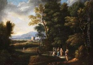 Italienische Fantasielandschaft Mit Figurenstaffage by Jan Frans Van Bloemen (Orizzonte)