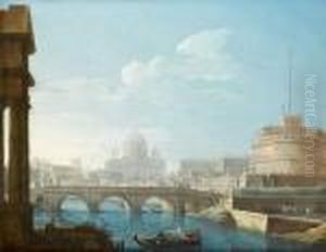 The Tiber With The Castel Sant'angelo Andsaint Peter's Beyond