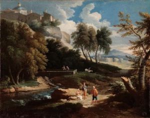 Paesaggio Con Viandanti Lungo Il Fiume