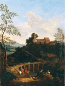 Paesaggio Romano Nei Pressi Di Un Fiume Con Ponte E Cavalieri by Jan Frans Van Bloemen (Orizzonte)
