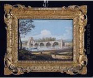 Vedute Romane: Il Ponte Milvio; Un Ponte Romano by Jan Frans Van Bloemen (Orizzonte)