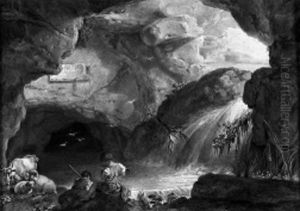 The Ruins Of A Roman Aqueduct, With A Shepherd Playing Theflute by Jan Frans Van Bloemen (Orizzonte)