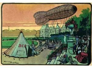 [sirenes Sur Notre-dame ; Le Canon Devant La Tour Eiffel ; Zeppelinet Camp De La D by Maurice Busset