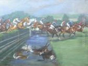 Grand Steeple Chase A Enghien by Georges Louis Ch. Busson