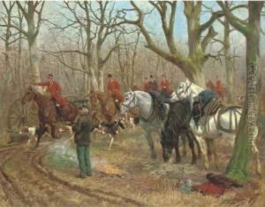 Chasse A Cour: A Stag Hunt On A Woodland Track