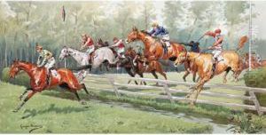La Course, Saut De La Riviere by Georges Louis Ch. Busson