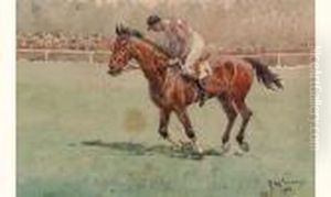 Le Comte De Carcaradee Gagnant Du Prix De Chalon, Montant "le Balafre" No. 4 En 1918 by Georges Louis Ch. Busson