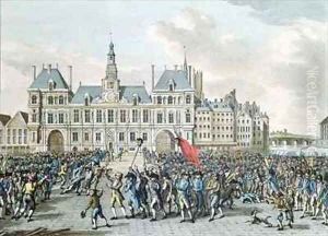 The Heads of Launay and Flesselles Promenaded before the Hotel de Ville by Jan Bulthuis