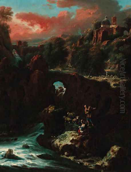 An Italianate river landscape - view 1